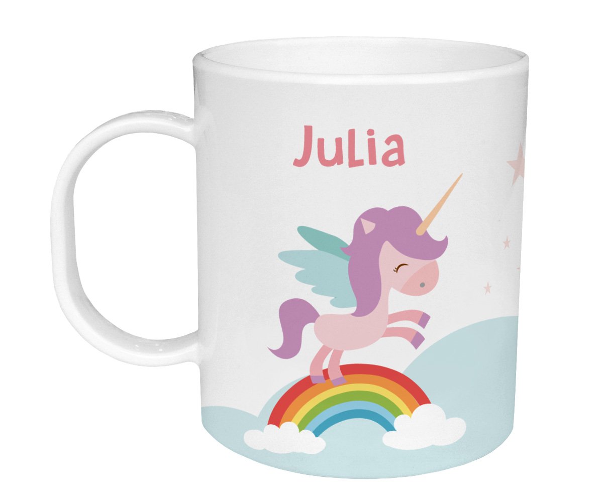 Taza de Plástico Personalizada Unicornio Arcoíris