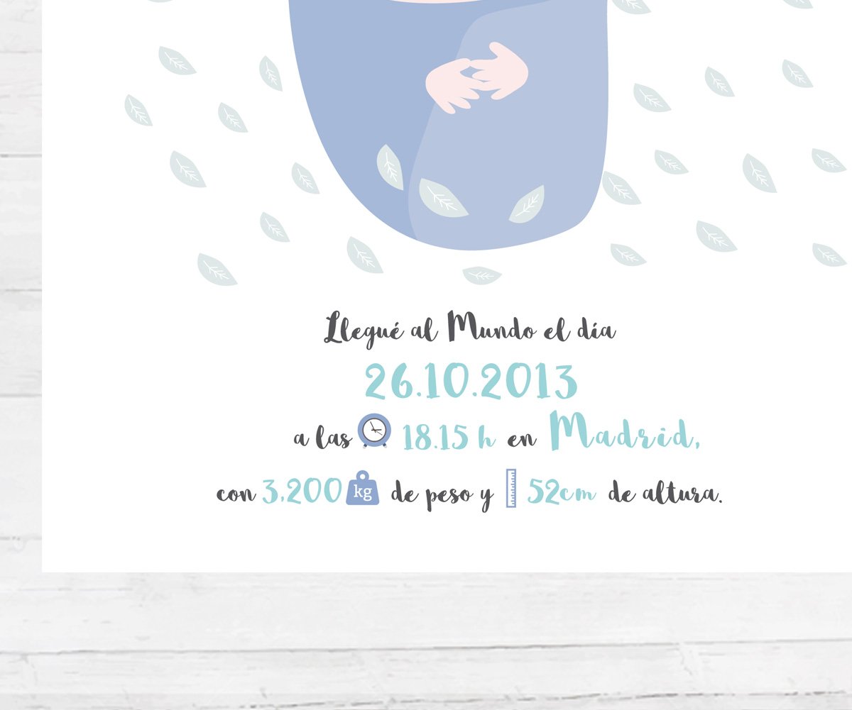 Lámina Personalizada Nacimiento Azul