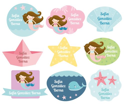 30 adesivos de objeto Sereia