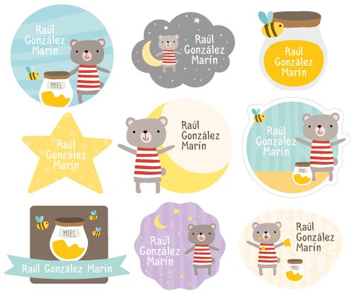 30 Autocollants pour Objets Ours