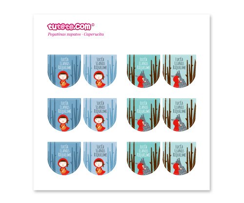 12 Etichette Adesive Scarpe Cappuccetto Rosso