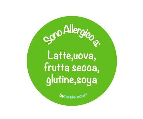 1 Distintivo Verde Personalizzato Sono Allergico a: