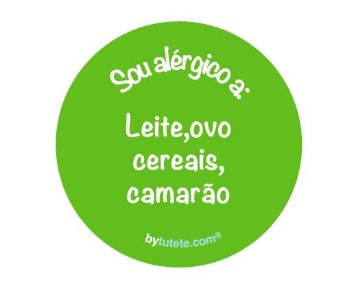 1 Broche verde Personalizada Sou Alérgico a: