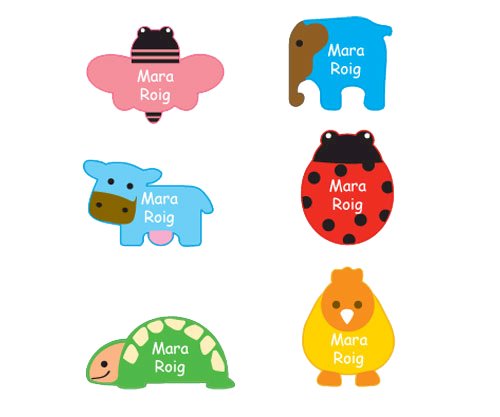 6 Animal Iron-On Labels