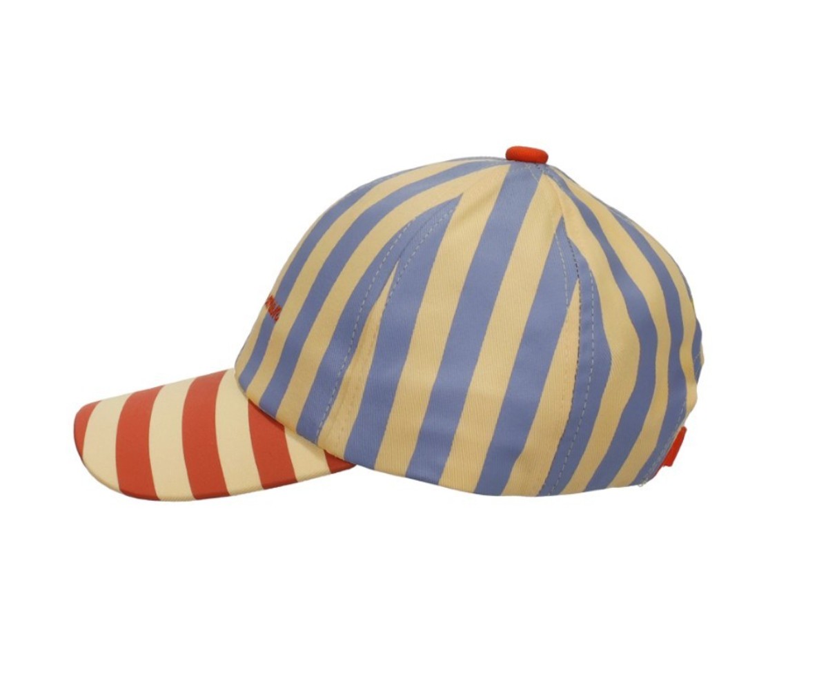 Berretto Stripes Blue Whale + Sandy Yellow Personalizzabile