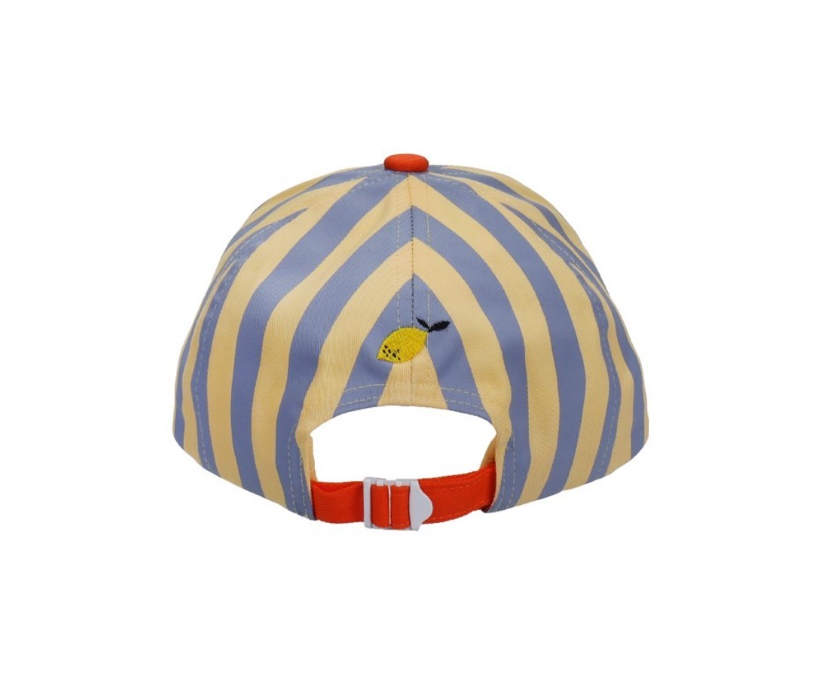 Berretto Stripes Blue Whale + Sandy Yellow Personalizzabile