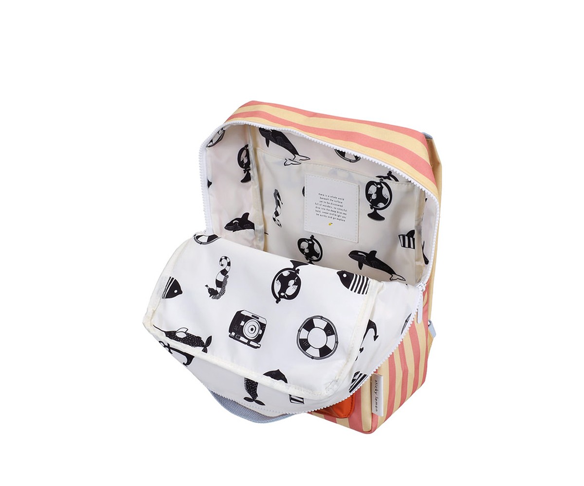 Zaino Medio Sticky Lemon Wonders Stripes Coral Pink + Sandy Yellow Customizable