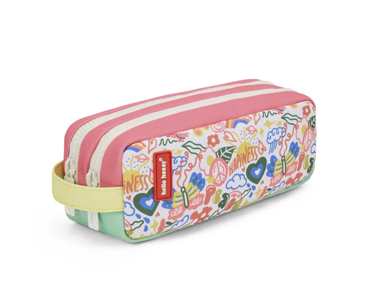 Estojo personalizável com compartimento duplo Happiness