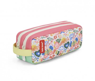 Estojo personalizável com compartimento duplo Happiness