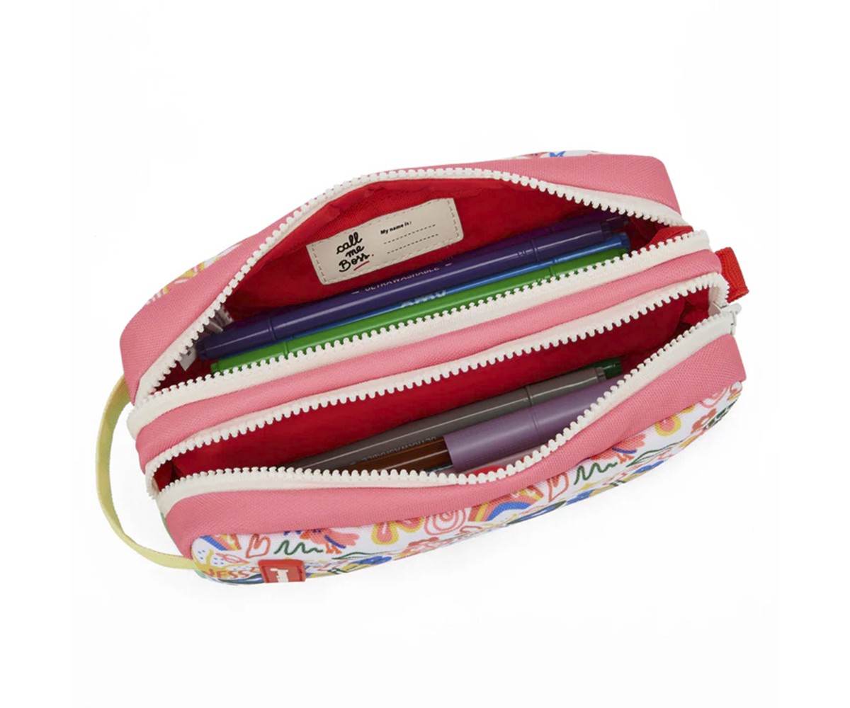 Estojo personalizável com compartimento duplo Happiness