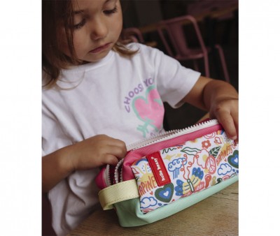 Estojo personalizável com compartimento duplo Happiness