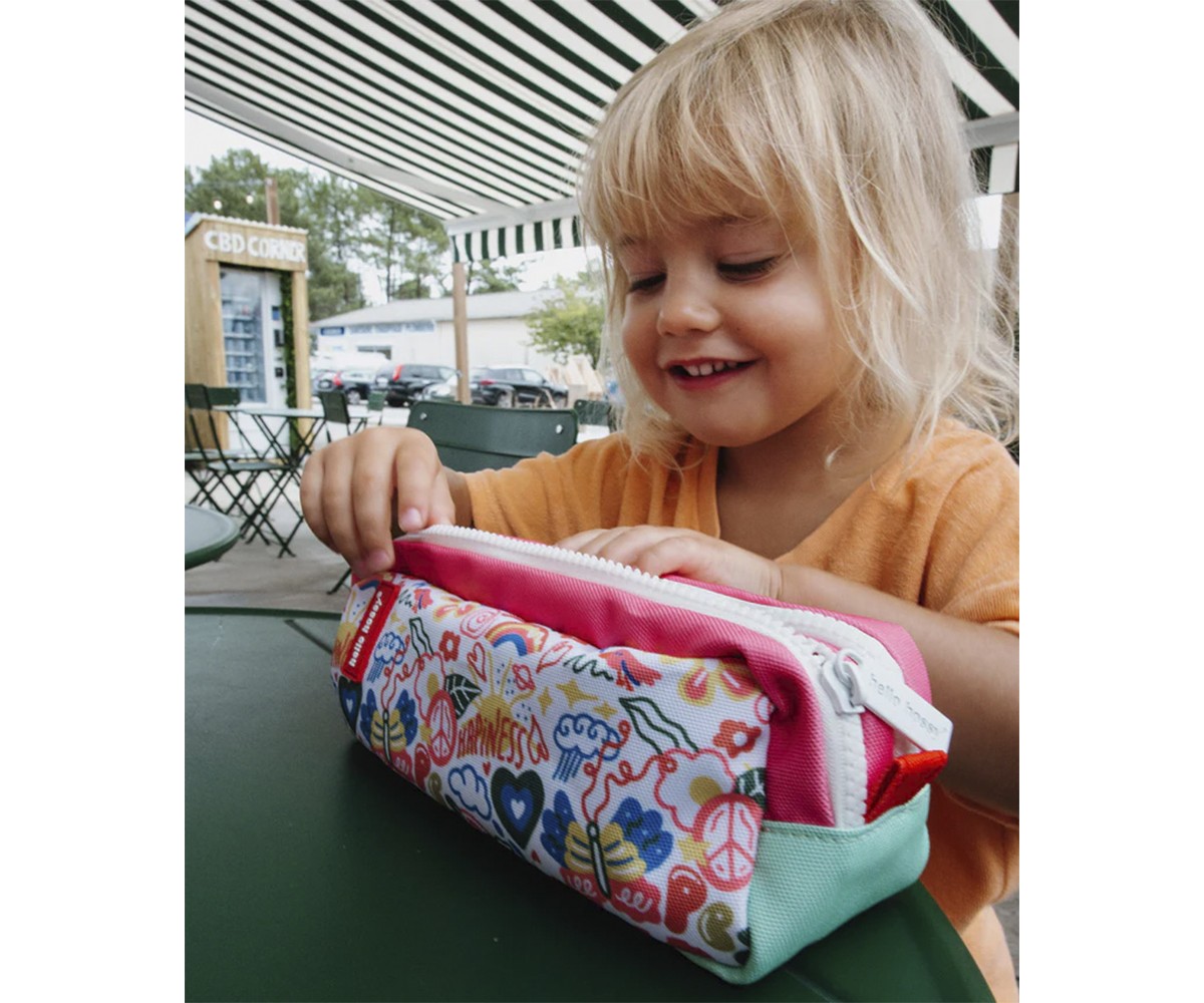 Estojo personalizável com compartimento duplo Happiness