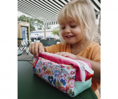 Estojo personalizável com compartimento duplo Happiness