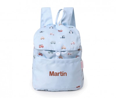 Mochila Pequeña Tela City Cars Personalizable