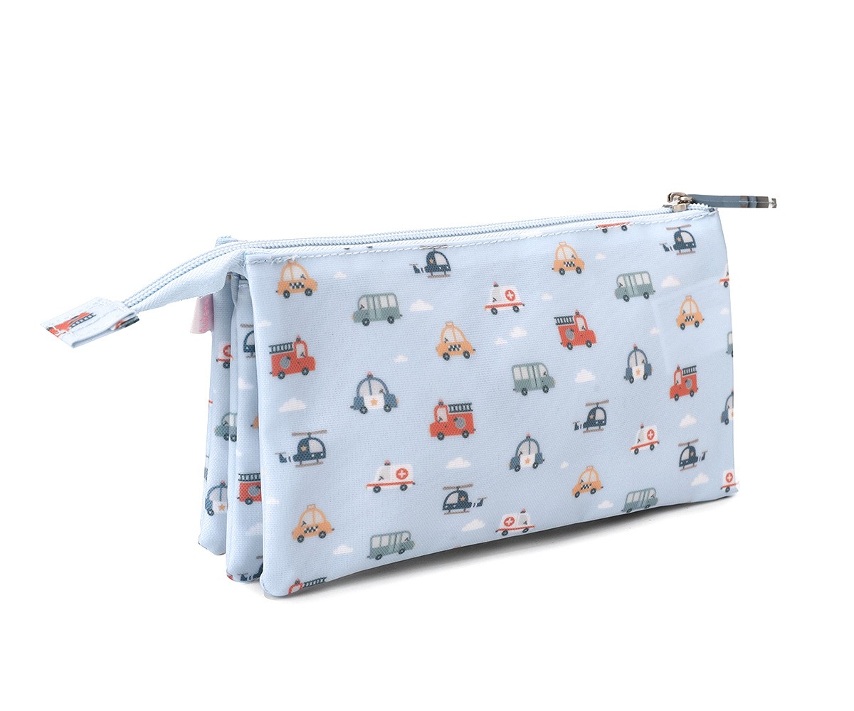 Personalized 3 Compartments Pencil Case City Cars