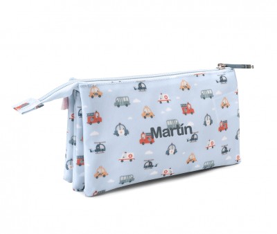 Personalized 3 Compartments Pencil Case City Cars