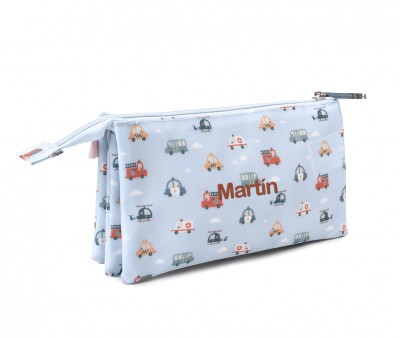 Personalized 3 Compartments Pencil Case City Cars