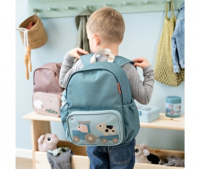 Mochila infantil personalizável Tiny Farm Blue