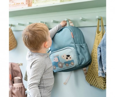 Mochila infantil personalizável Tiny Farm Blue