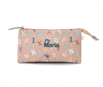 Estuche 3 Compartimentos Funny Letters Personalizable
