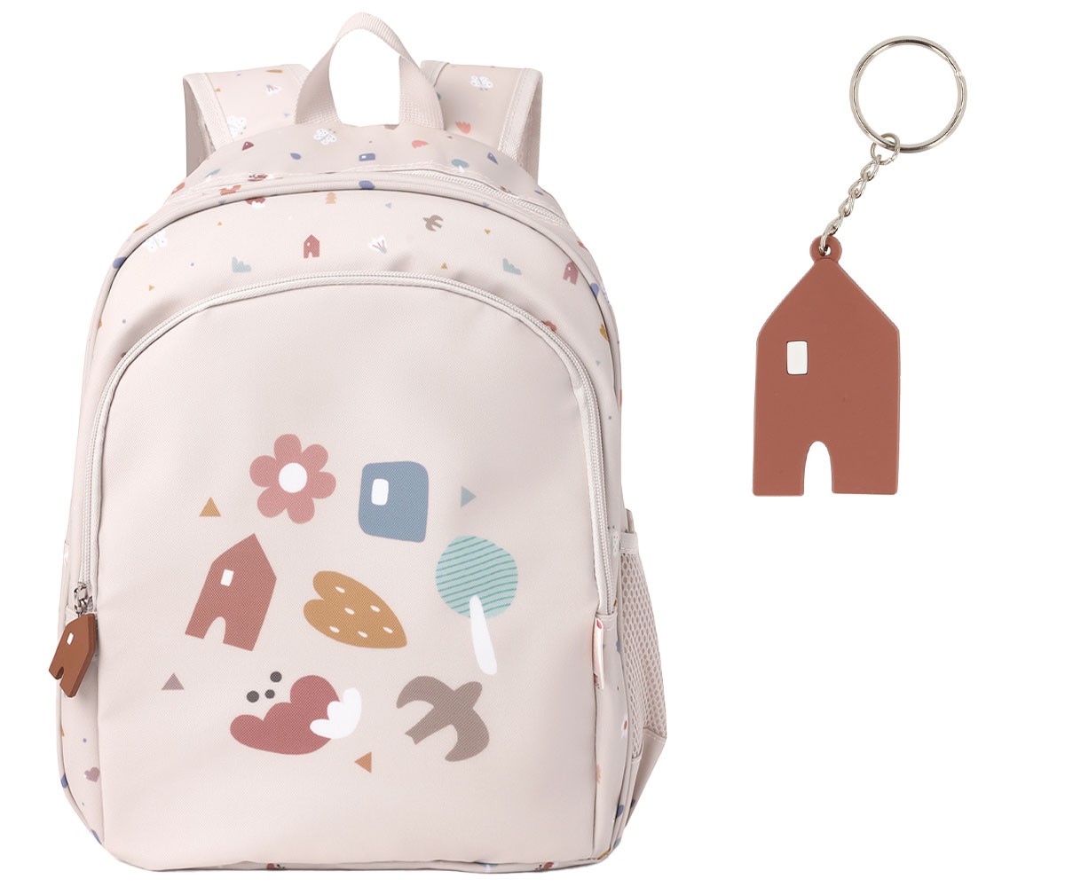 Mochila Mediana Geometric Nature + Llavero Personalizable