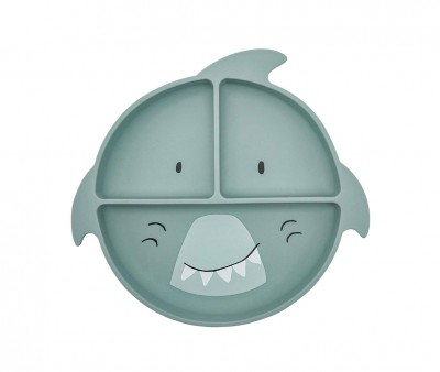 Assiette en Silicone à 3 Compartiments avec Ventouse Mr Shark