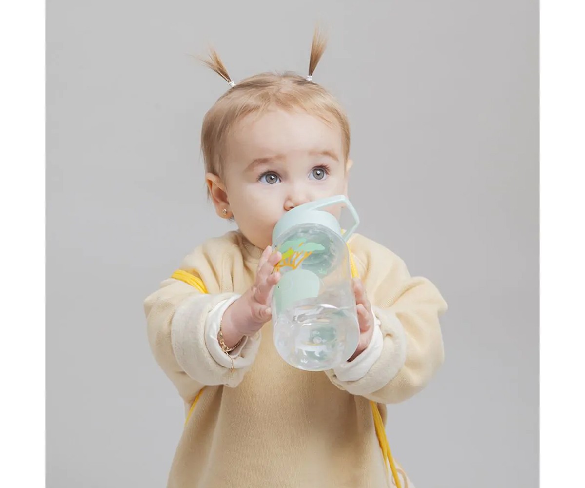 Gourde en Plastique avec Paille Kiddie Jungle Personnalisable