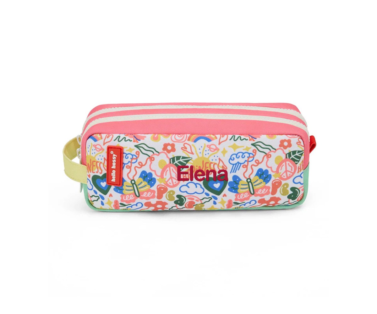 Estojo personalizável com compartimento duplo Happiness