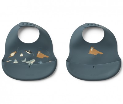 2 bavoirs en Silicone Ember Arctic Sea/Ocean View 