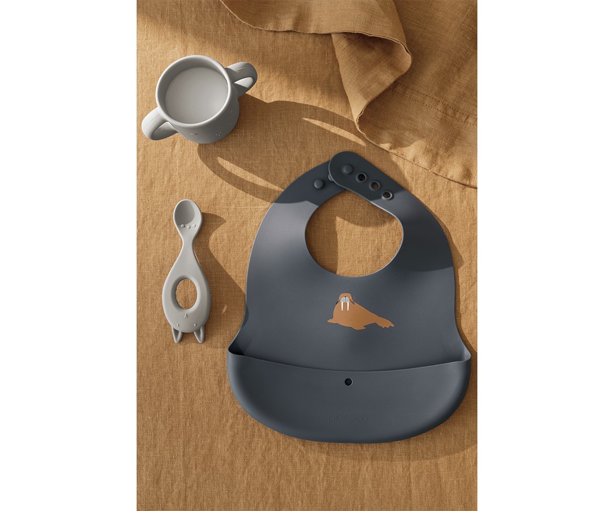 2 bavoirs en Silicone Ember Arctic Sea/Ocean View