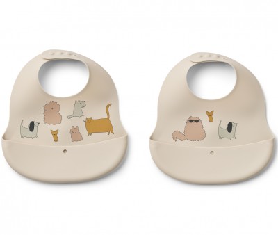 2 Baberos Silicona Ember Cats and Dogs/Sandy