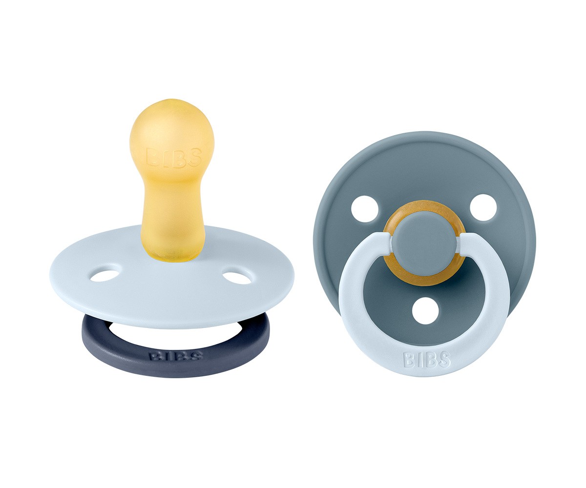 2 Sucettes BIBS Studio Colour Fusion Round Baby Blue Petrol Mix