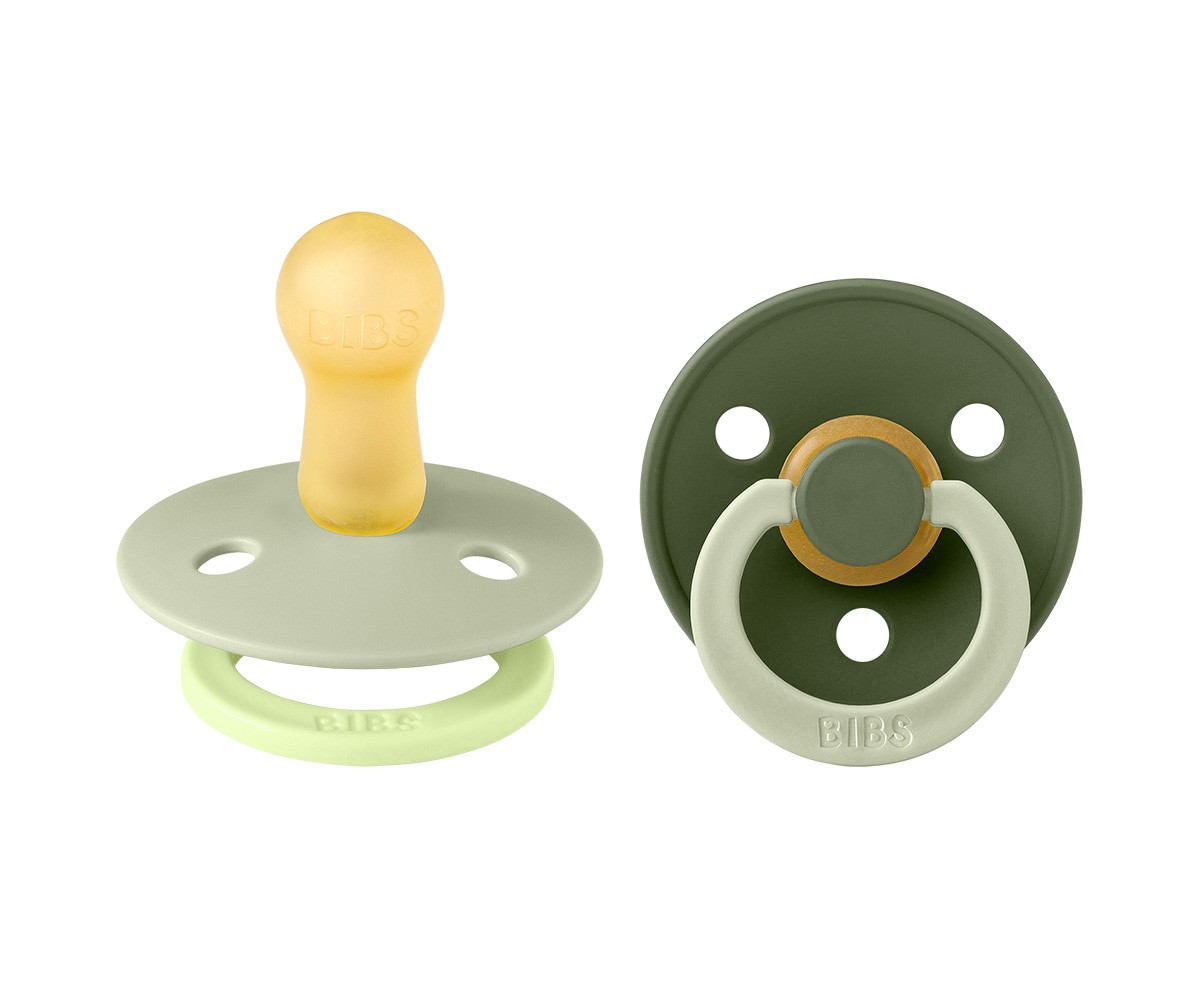 2 Sucettes BIBS Studio Colour Fusion Round Sage Hunter Green Mix