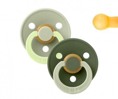2 Chupetes BIBS Studio Colour Fusion Round Sage Hunter Green mix