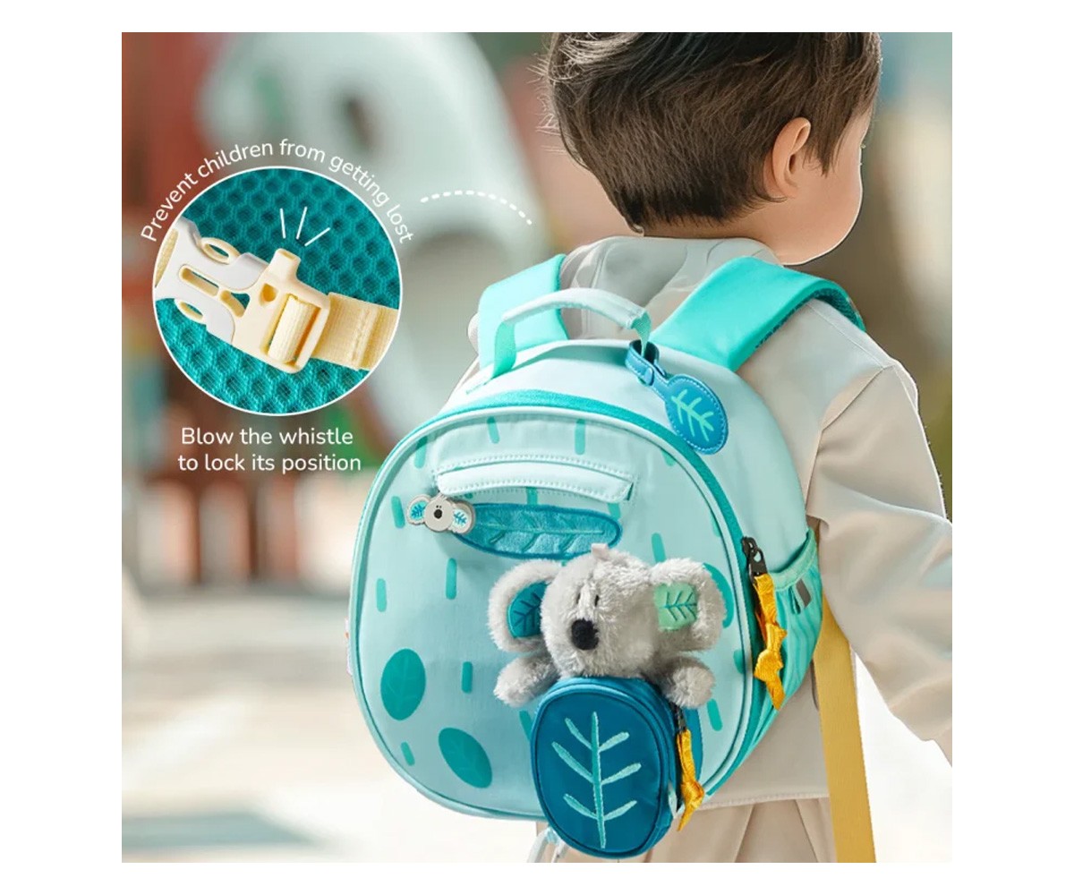 Mochila infantil com bolsinha e peluche Koala