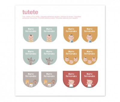 12 Pegatinas Zapatos 3 Little Pigs