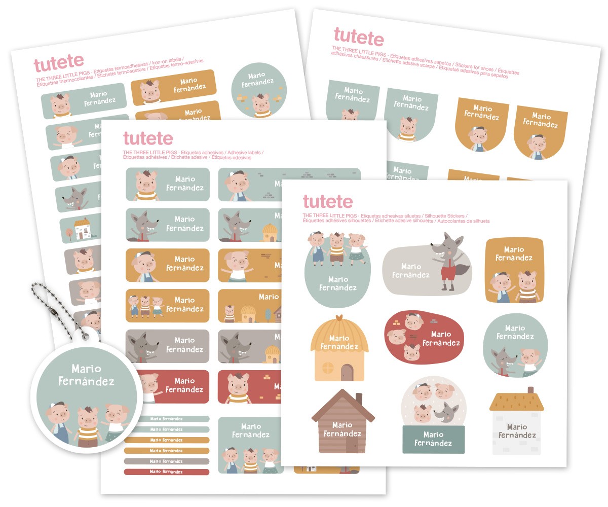 Pack Combinado Termo y Pegatinas The Three Little Pigs