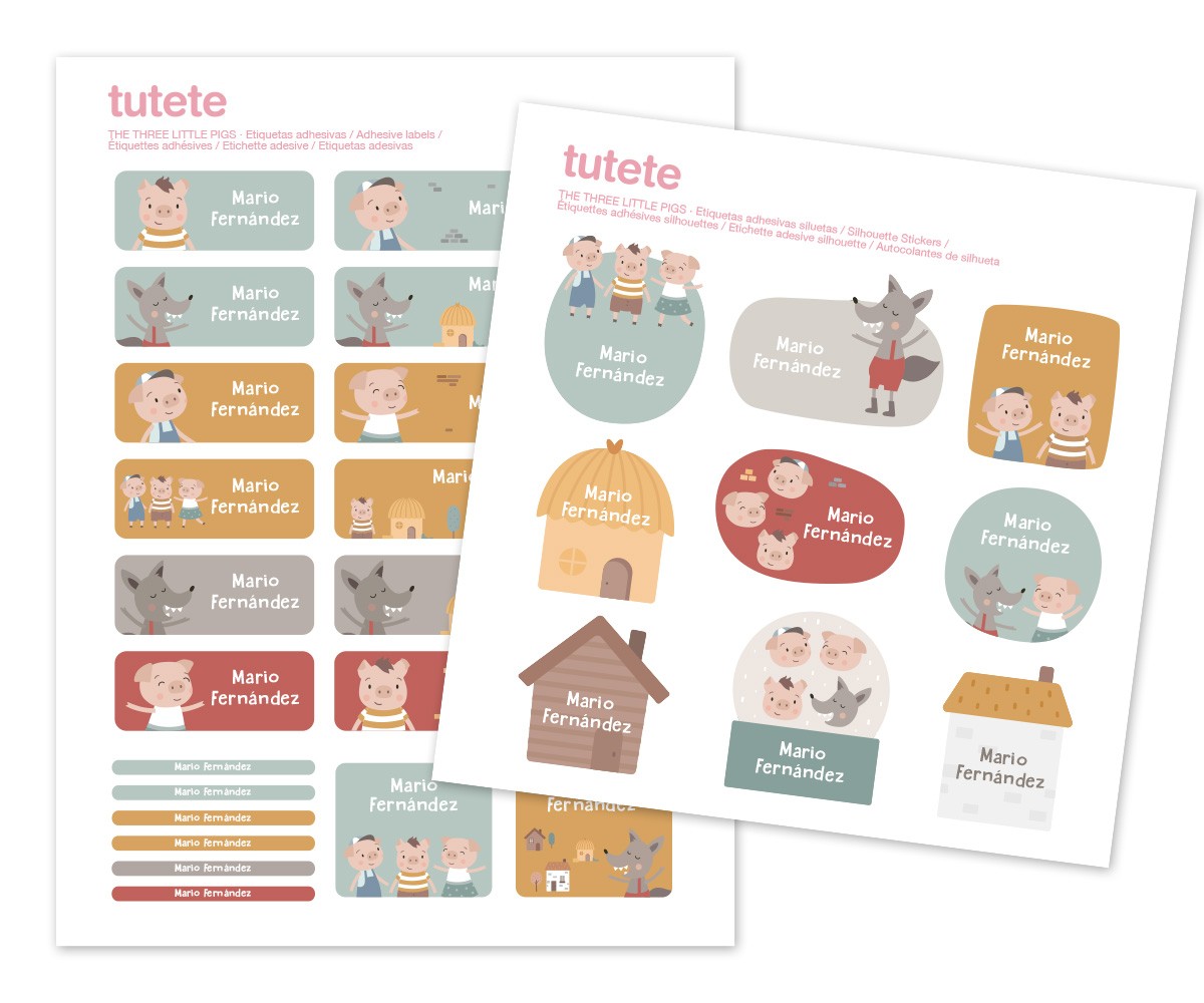 29 Pegatinas para Objetos The Three Little Pigs