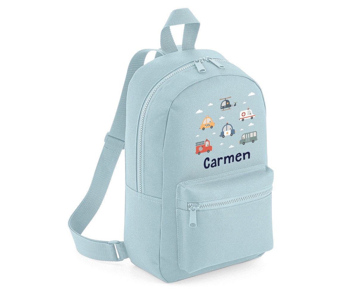 Mochila Mini Fashion Azul Personalizada City Cars