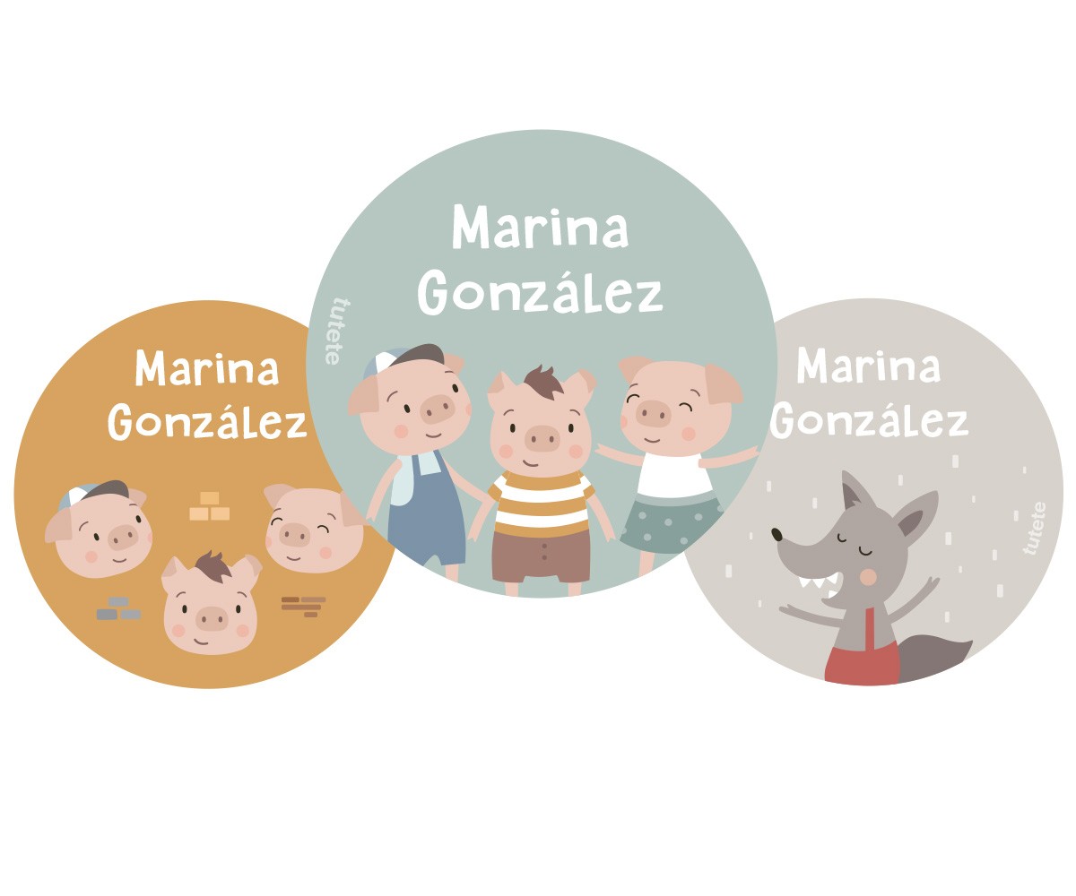Pack 3 Chapas Personalizadas The Three Little Pigs
