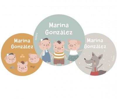 Pack 3 Chapas Personalizadas The Three Little Pigs