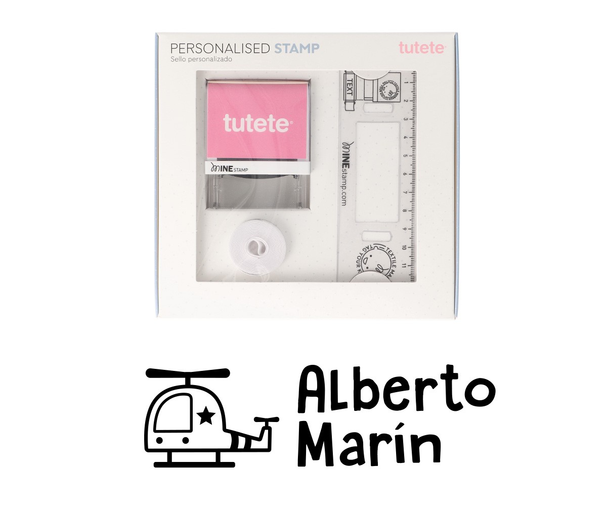 Sello Personalizado Helicóptero +  Cinta Blanca para Ropa Oscura