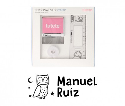 Sello Personalizado Búho +  Cinta Blanca para Ropa Oscura