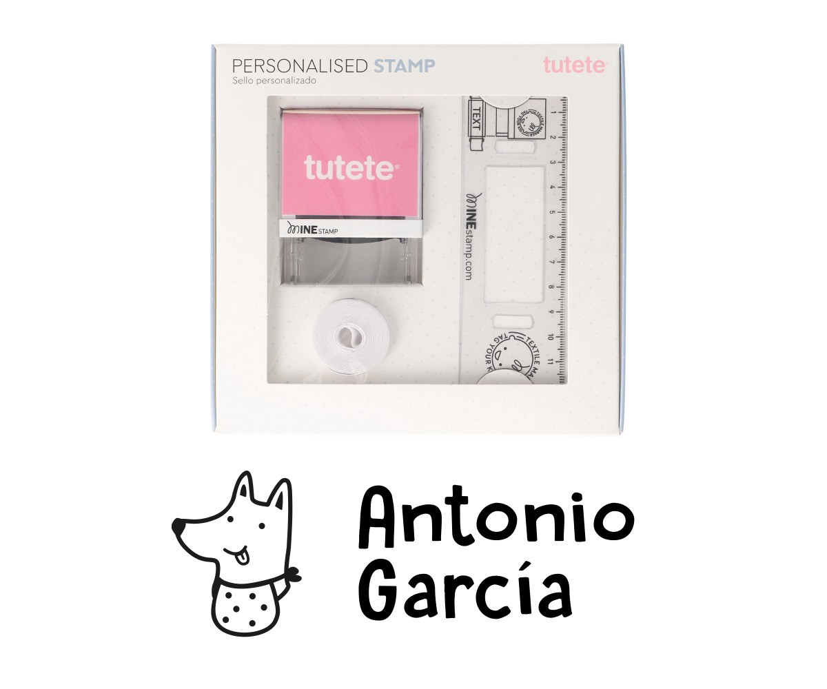 Sello Personalizado Lobo +  Cinta Blanca para Ropa Oscura