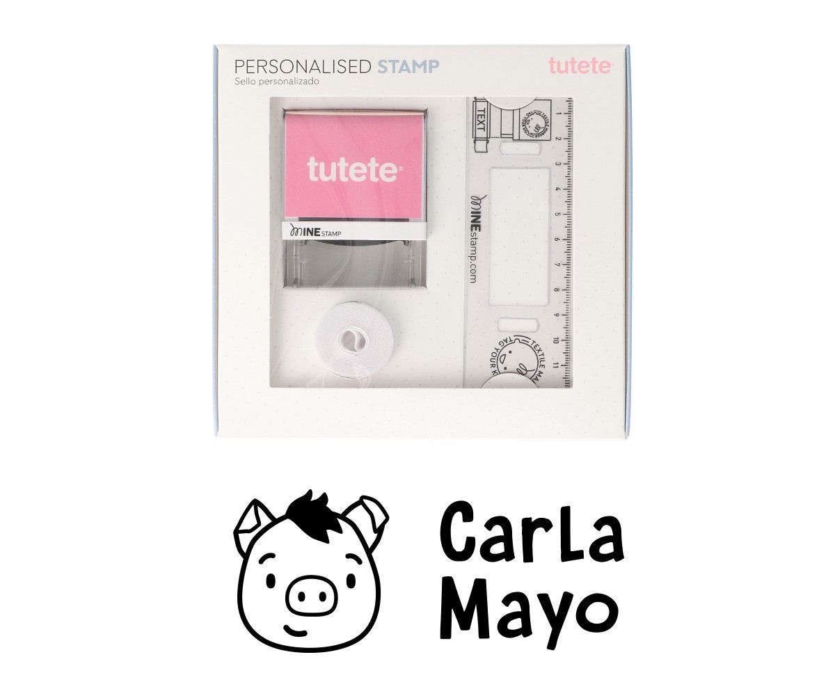 Sello Personalizado Cerdito +  Cinta Blanca para Ropa Oscura