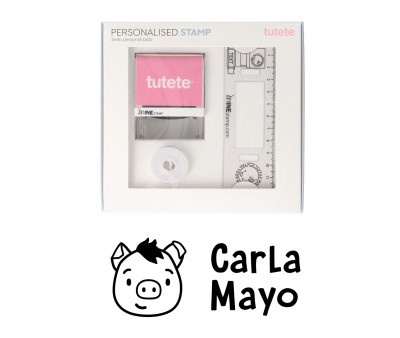 Sello Personalizado Cerdito +  Cinta Blanca para Ropa Oscura