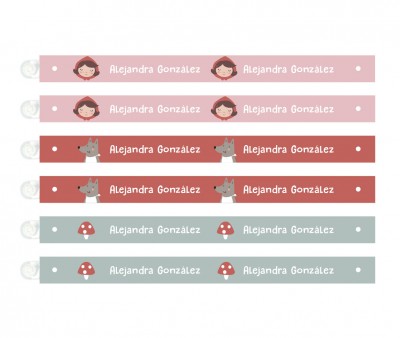 6 Cintas para Colgar Ropa Little Red Personalizables