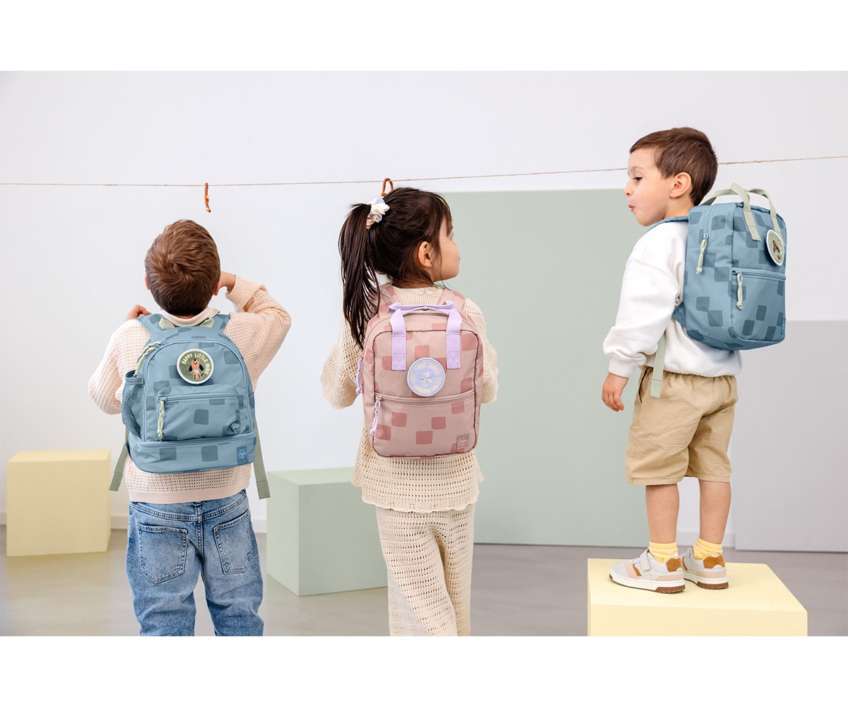 Mochila Square Pattern Party Blue / Green Personalizable