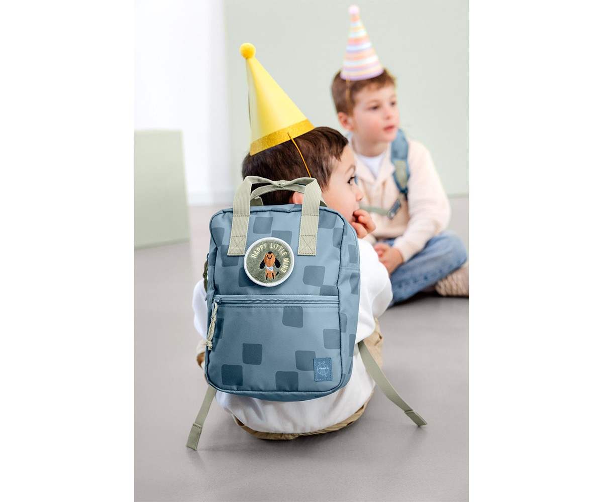 Mochila Square Pattern Party Blue / Green Personalizable