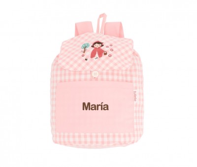 Mochila Pequeña Vichy Little Red Personalizable
